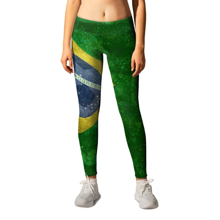 Brazilian flag with football (soccer ball) Leggings