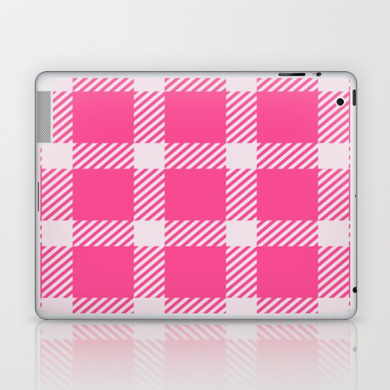 Pink & White Color Check Design Laptop & iPad Skin