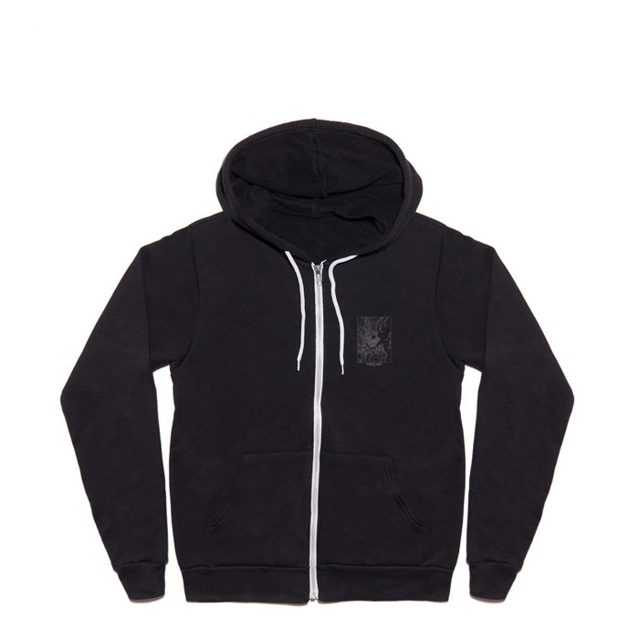 Portland Maine White Map Full Zip Hoodie