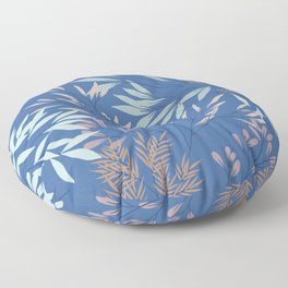 Floral Branches on Blue Botanical Pattern Floor Pillow