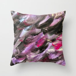 Purple Waves Abstract Painting Throw Pillow
