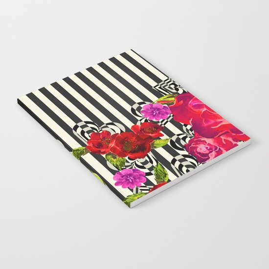 Flowers with Stripes and Hearts Notebook