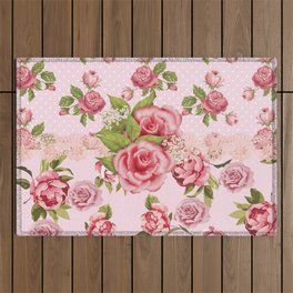 Country Rose Pink Floral Outdoor Rug