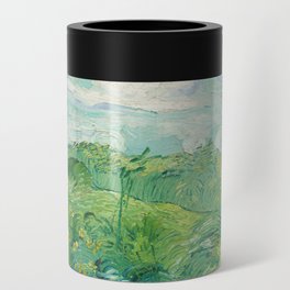 Green Wheat Field Landscape Painting Can Cooler