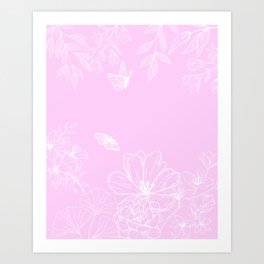 Pink, Floral Pattern, Minimalist, Modern, Abstract, Fashion Print, Texture Art Print