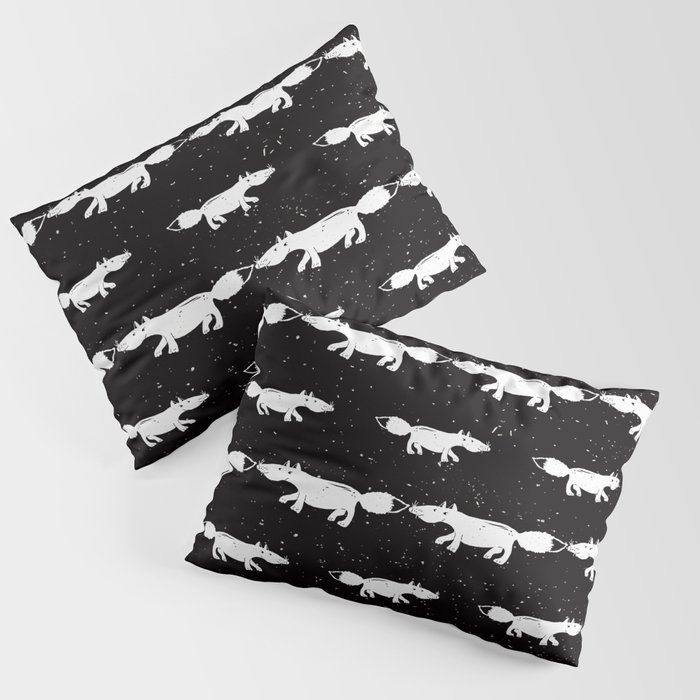 Fox Winter Pattern - White on Black - Mix & Match with Simplicity of life Pillow Sham