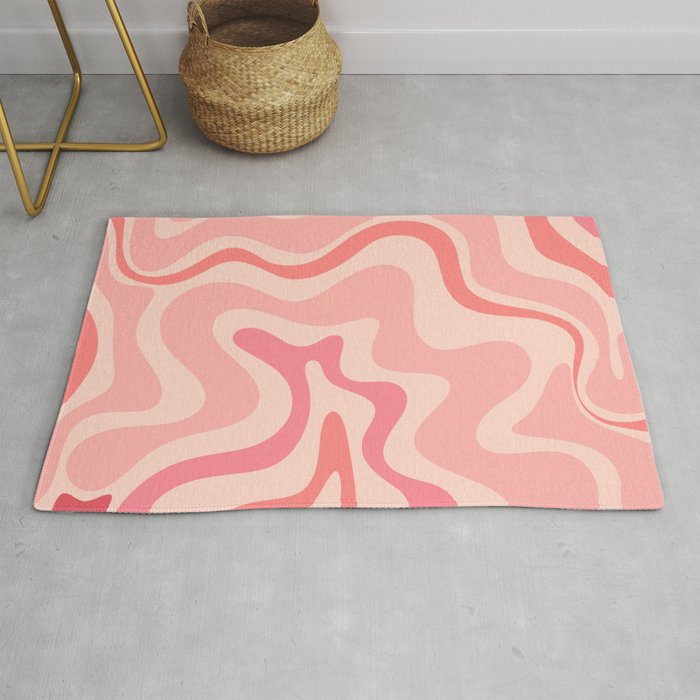 Retro Liquid Swirl Abstract in Soft Pink Rug