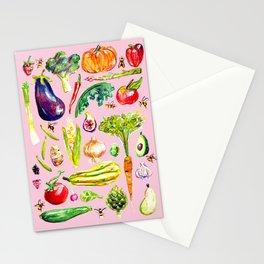 Veggie Party Pink Stationery Cards