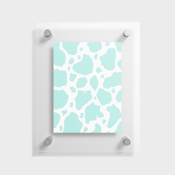 aqua blue mint green animal print cow spots Floating Acrylic Print