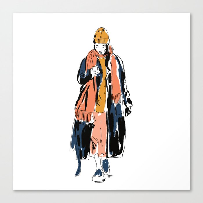 Ink Drawing Fashion Design Portrait Canvas Print