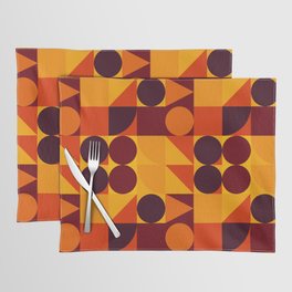 Abstract Geometric Mid Century Modern Pattern - Orange Brown and Yellow Placemat
