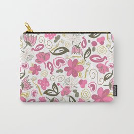 Unreal Flowers — Pink Green Gold Carry-All Pouch