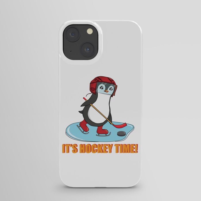 It's Hockey Time Cute Penguin Playing Ice Hockey iPhone Case