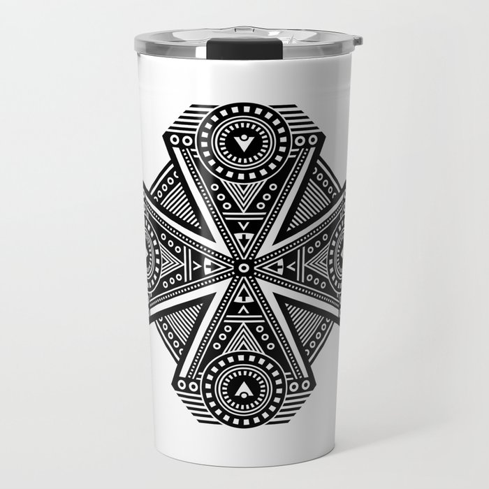 Pixel Paradise (Black & White) Travel Mug