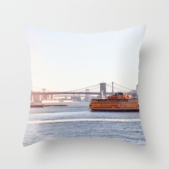 Staten Island Ferry to Manhattan Throw Pillow