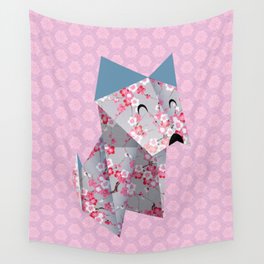 Origami Puppies With Purple Background Wall Tapestry