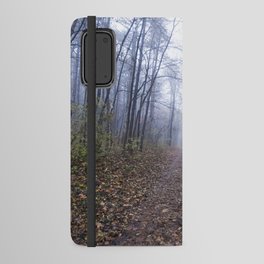 Magical foggy seasonal forest tree landscape. Lovely dreamy fairytale.  Android Wallet Case