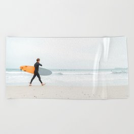 Beach - Surfer - Ocean - Minimal - Sea - Travel photography Beach Towel