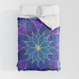 Lotus 2 - blue and purple Comforter