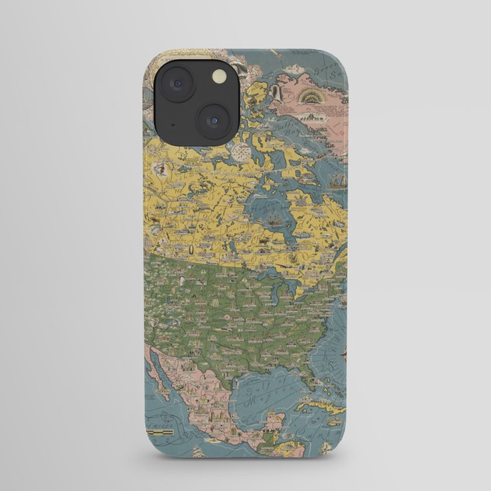  pictorial map of North America-Vintage Illustrated Map iPhone Case