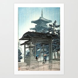 Rain at Zenshuji Temple by Kawase Hasui - Japanese Vintage Woodblock Ukiyo-e Painting Art Print