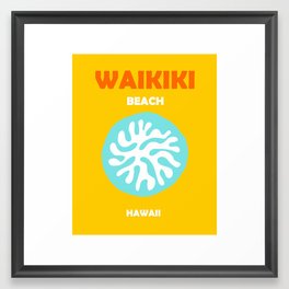 Boho Preppy Travel Poster- Waikiki Beach Framed Art Print