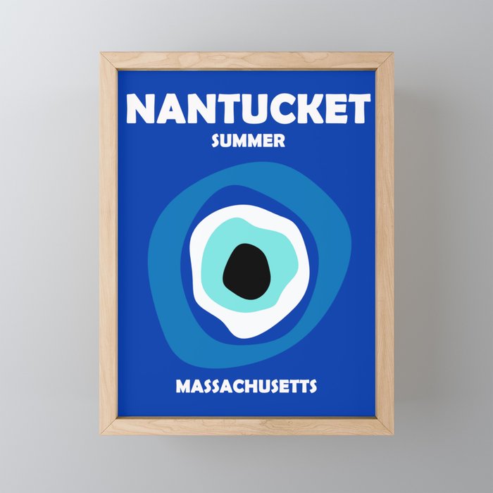Boho Preppy Travel Poster- Nantucket Framed Mini Art Print