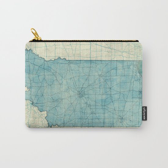 Indiana State Map Blue Vintage Carry-All Pouch