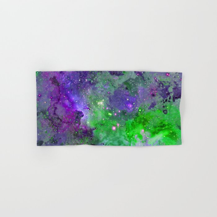 Colorful Cosmos | Dark Violet & Dark Green Hand & Bath Towel