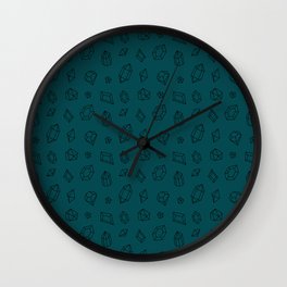 Teal Blue and Black Gems Pattern Wall Clock