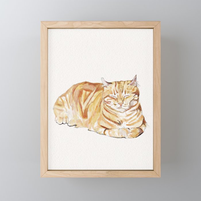 Tabby Cat Watercolor Framed Mini Art Print