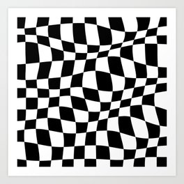 Warped Checkered Pattern (black/white) Art Print