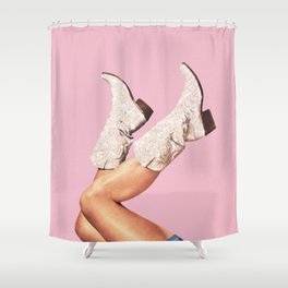 These Boots - Glitter Pink Shower Curtain