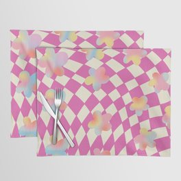Checkered Flower Power - hot pink Placemat