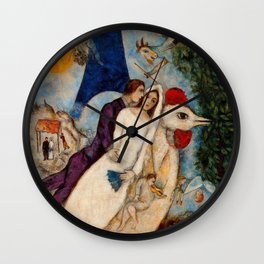The betrothed and Eiffel Tower Marc Chagall Wall Clock
