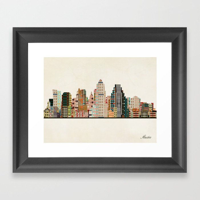 austin skyline Framed Art Print