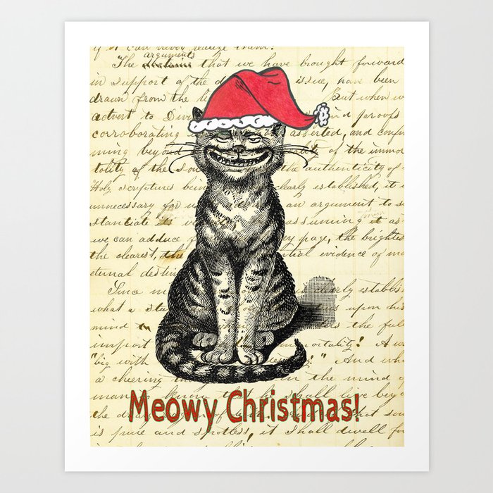 Meowy Christmas Holiday Kitty Art Print