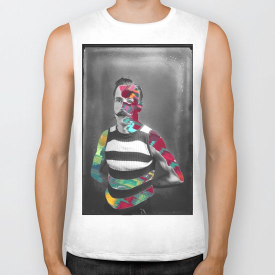 moustache color Biker Tank