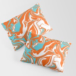 Orange Turquoise and White Oil Spill Pillow Sham