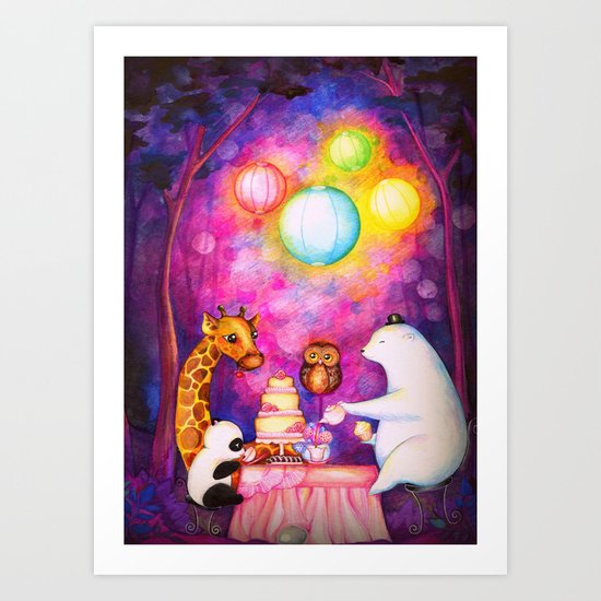 Woodland Tea Party Art Print