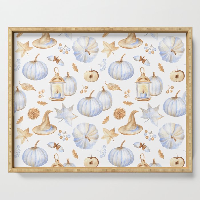 Halloween Objects Seamless Pattern Serving Tray