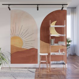 Boho terracotta day and night Wall Mural