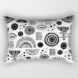 Black & White Scandi Floral Print  Rectangular Pillow
