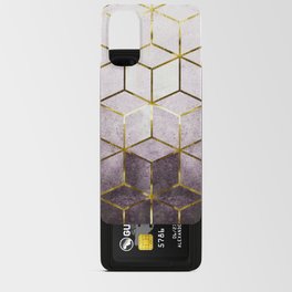 Elegant Geometric Purple Cubes with Gold Lining Android Card Case