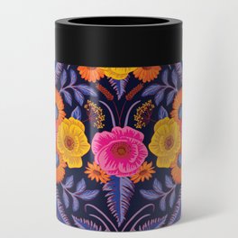 Vibrant Neon Floral Can Cooler