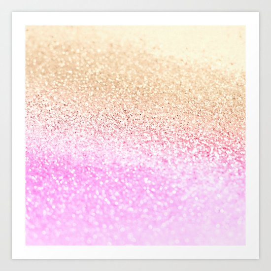 GOLD PINK GLITTER by Monika Strigel Art Print
