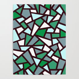 Black Geometric Abstract Pattern Green Blue White Poster