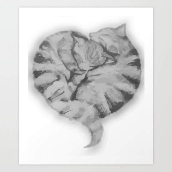 Cuddling Cats Art Print