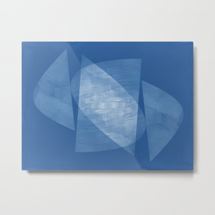 Blue Geometric Abstract Mid Century Modern Metal Print