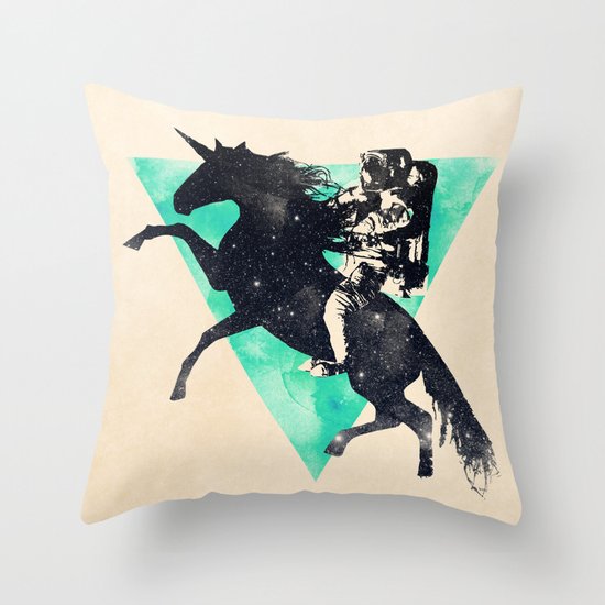 Ride the universe Throw Pillow